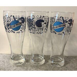 Set of 3 Blue Moon Salute' 9" Tall 20oz Beer Pilsners  # 3186